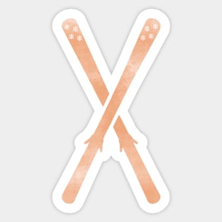 Snow Skis Orange Sticker